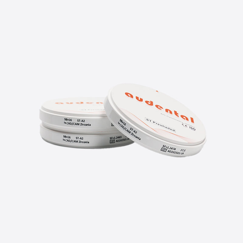 प्राकृतिक सौंदर्यपूर्ण दंत पुनर्स्थापनों और पूर्ण कंटूर मामलों के लिए पूर्व-छायांकित ज़िरकोनिया ब्लॉक उच्च पारभासी और शक्ति