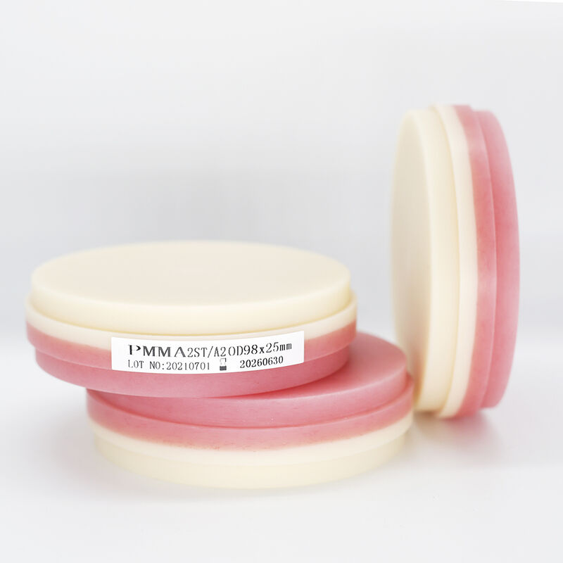 Dental Pmma Block suitable for dental frameworks temporary crowns bridges full dentures partial dentures and abutments